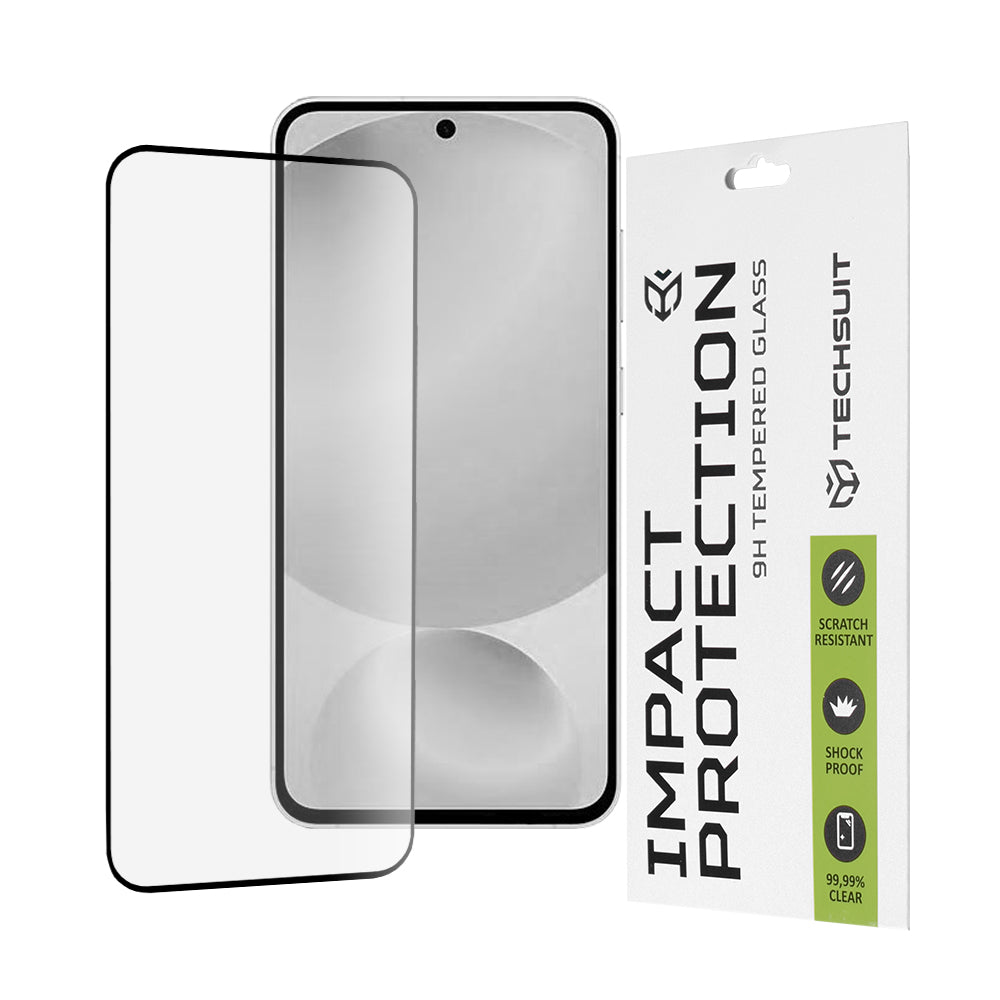 Techsuit Displayschutzfolie für Samsung Galaxy S25 FE, gehärtetes Glas, Full Glue, 111D, Schwarz