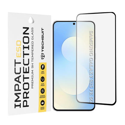 Techsuit Displayschutzfolie für Samsung Galaxy S25 FE, gehärtetes Glas, Full Glue, Schwarz
