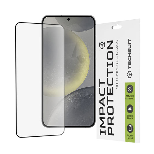 Techsuit schermbeschermfolie voor Samsung Galaxy S25 S931 / S24 S921, gehard glas, full glue, 111D, zwart