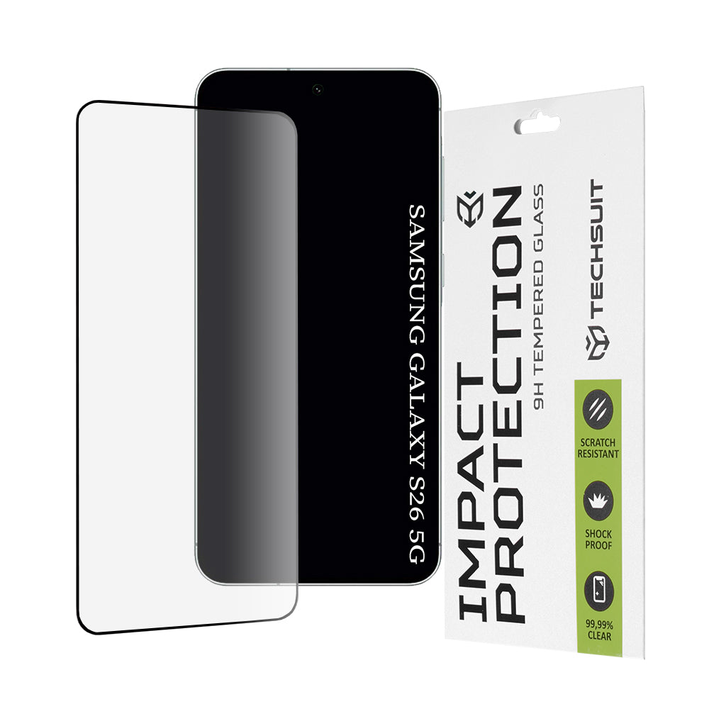 Displayschutzfolie Techsuit für Samsung Galaxy S26, gehärtetes Glas, Full Glue, 111D, Schwarz
