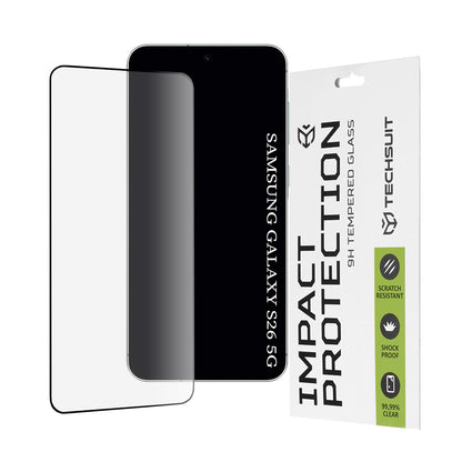 Displayschutzfolie Techsuit für Samsung Galaxy S26, gehärtetes Glas, Full Glue, 111D, Schwarz