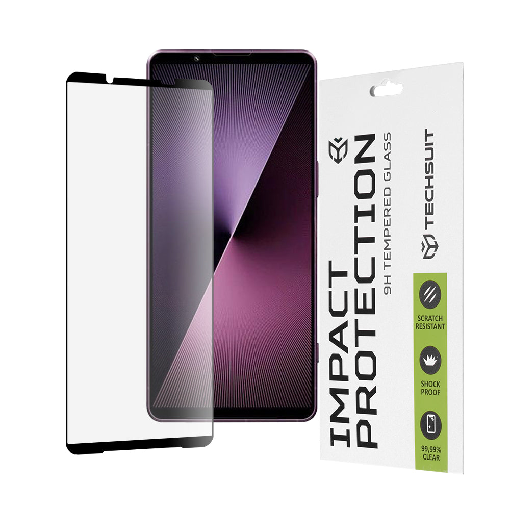 Film de protection d'écran Techsuit pour Sony Xperia 1 VII, Verre trempé, Full Glue, 111D, Noir