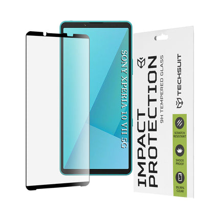 Film de protection d'écran Techsuit pour Sony Xperia 10 VII, Verre trempé, Full Glue, 111D, Noir