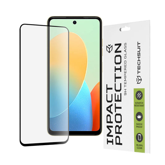 Techsuit schermbeschermfolie voor Tecno Spark 20 / Spark Go 2024 / Spark 20C / Smart 8 / Hot 40i, gehard glas, full glue, 111D, zwart