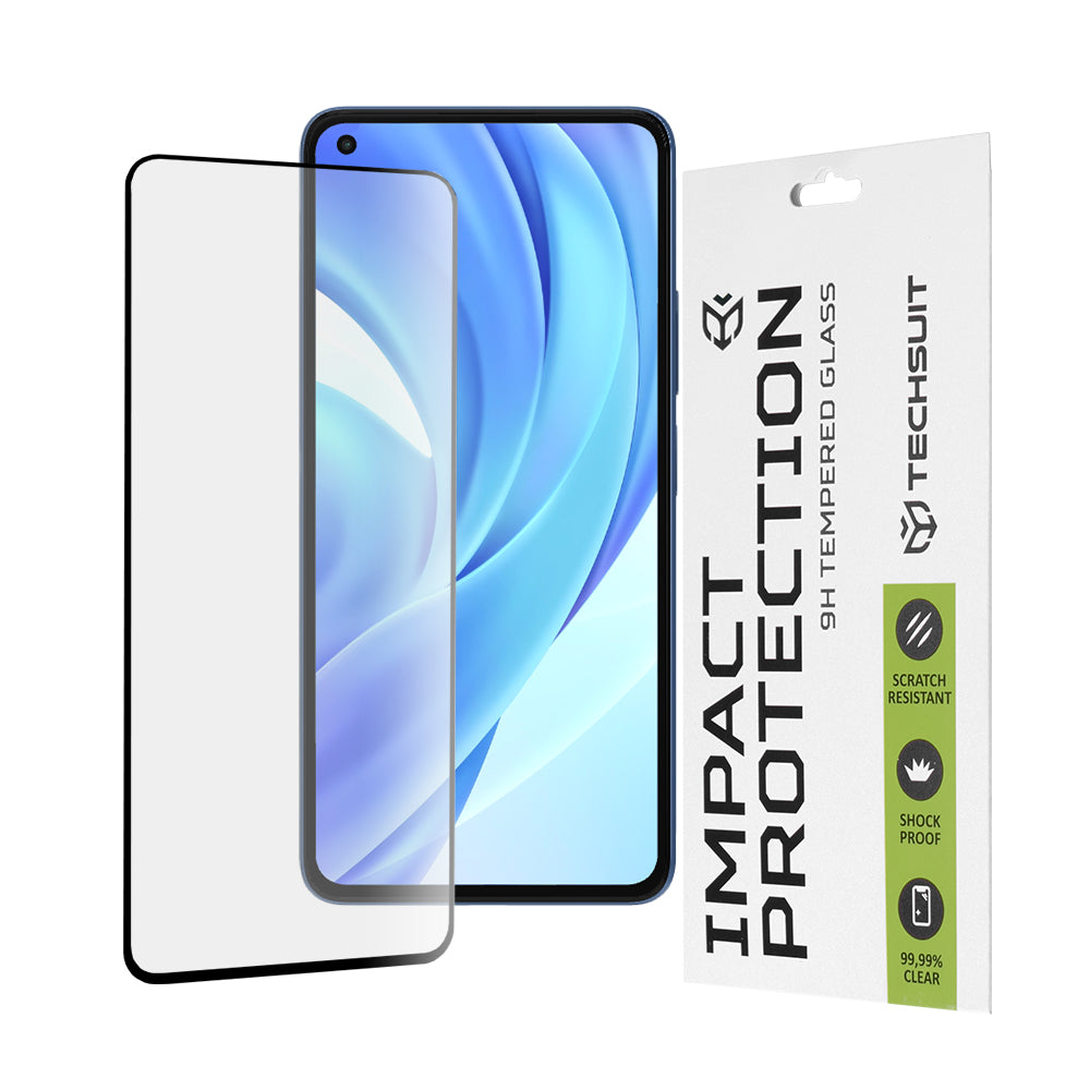 Techsuit schermbeschermfolie voor Xiaomi 11 Lite 5G NE / Mi 11 Lite 5G / 11 Lite, gehard glas, full glue, 111D, zwart