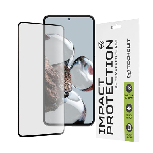Techsuit schermbeschermfolie voor Xiaomi 12T / 12T Pro, gehard glas, full glue, 111D, zwart
