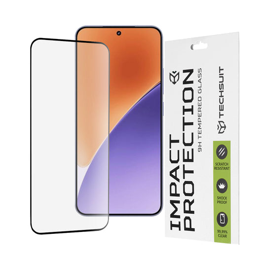 Techsuit schermbeschermfolie voor Xiaomi 15, gehard glas, full glue, 111D, zwart