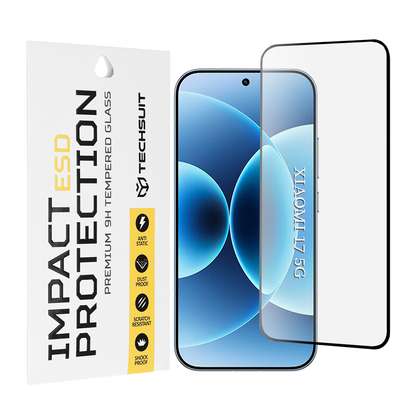 Techsuit Screen Protector for Xiaomi 17, Tempered Glass, Full Glue, Black