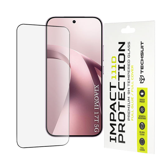 Film de protection d'écran Techsuit pour Xiaomi 17T, Verre trempé, Full Glue, 111D, Noir