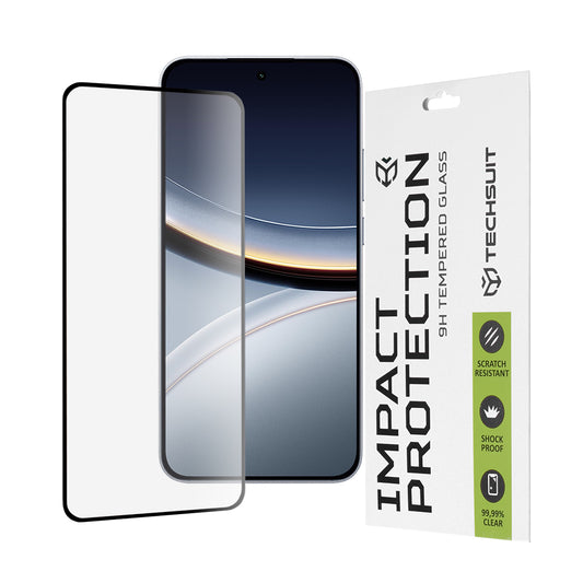 Techsuit schermbeschermfolie voor Xiaomi Poco F7, gehard glas, full glue, 111D, zwart