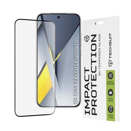 Beschermfolie Techsuit Scherm voor Xiaomi Poco F8 Pro, Gehard Glas, Volledige Lijm, 111D, Zwart