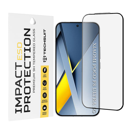 Beschermfolie Techsuit Scherm voor Xiaomi Poco F8 Ultra, Gehard Glas, Volledige Lijm, Zwart