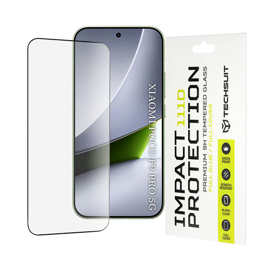 Techsuit schermbeschermfolie voor Xiaomi Poco F9 Pro, gehard glas, full glue, 111D, zwart