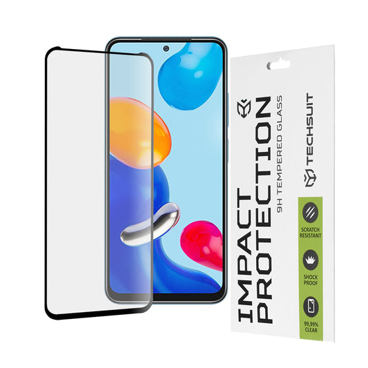 Techsuit schermbeschermfolie voor Xiaomi Poco M4 Pro / Redmi Note 11S / Note 11, gehard glas, full glue, 111D, zwart