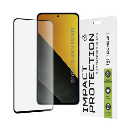 Film de protection d'écran Techsuit pour Xiaomi Poco M7 Pro 5G, Verre trempé, Full Glue, 111D, Noir