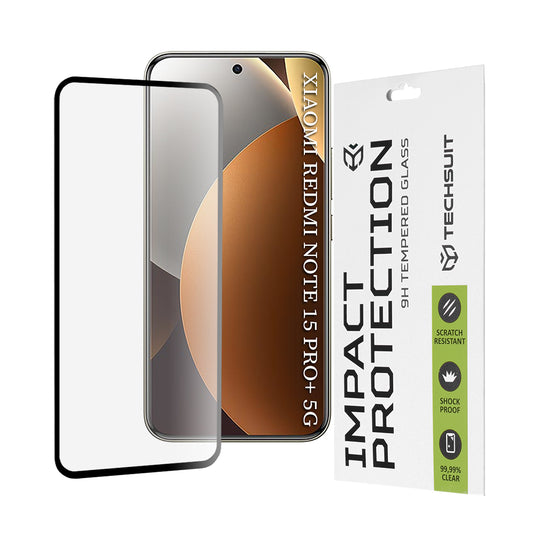 Film de protection d'écran Techsuit pour Xiaomi Poco M8 Pro / Redmi Note 15 Pro+ 5G, Verre Trempé, Full Glue, 111D, Noir