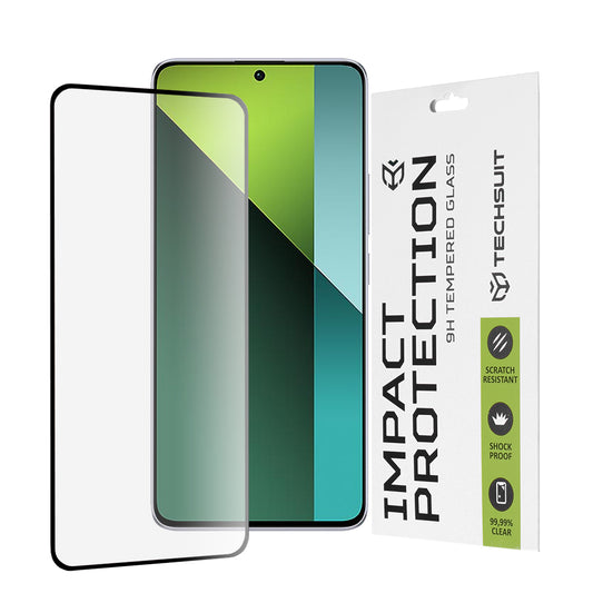 Techsuit schermbeschermfolie voor Xiaomi Poco X6 / Redmi Note 13 Pro 5G, gehard glas, full glue, 111D, zwart