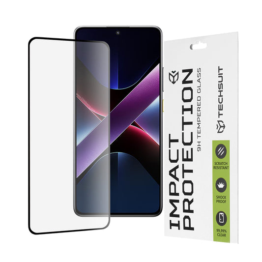 Techsuit schermbeschermfolie voor Xiaomi Poco X7 Pro, gehard glas, full glue, 111D, zwart