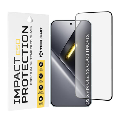 Film de protection d'écran Techsuit pour Xiaomi Poco X8 Pro Max, Verre Trempé, Full Glue, Noir