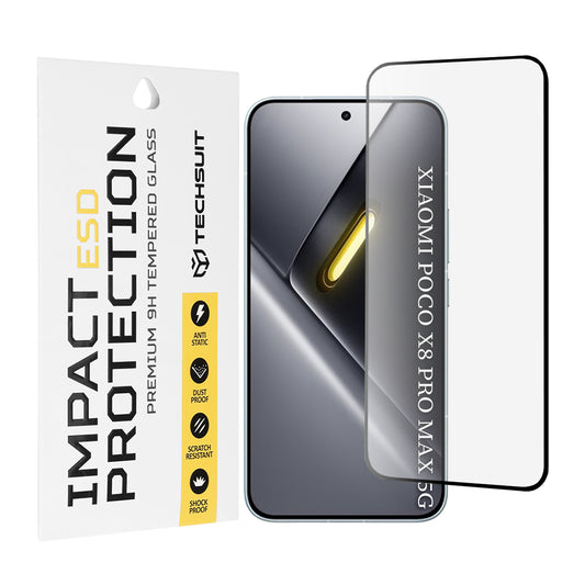 Beschermfolie Techsuit Scherm voor Xiaomi Poco X8 Pro Max, Gehard Glas, Volledige Lijm, Zwart