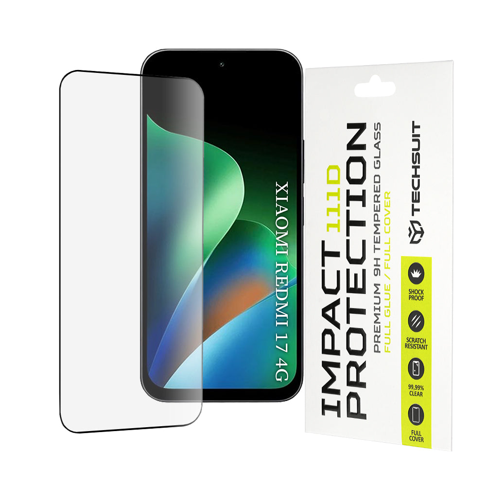 Film de protection d'écran Techsuit pour Xiaomi Redmi 17 5G / 17 4G, Verre trempé, Full Glue, 111D, Noir