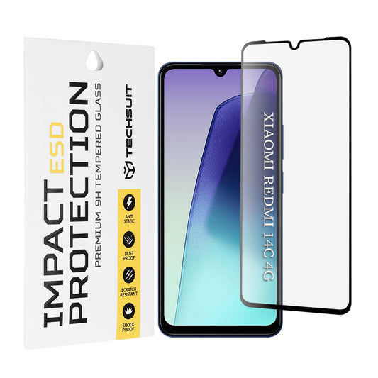 Techsuit schermbeschermfolie voor Xiaomi Redmi A5 4G (Regionaal) / 14C / Poco C75, gehard glas, full glue, zwart