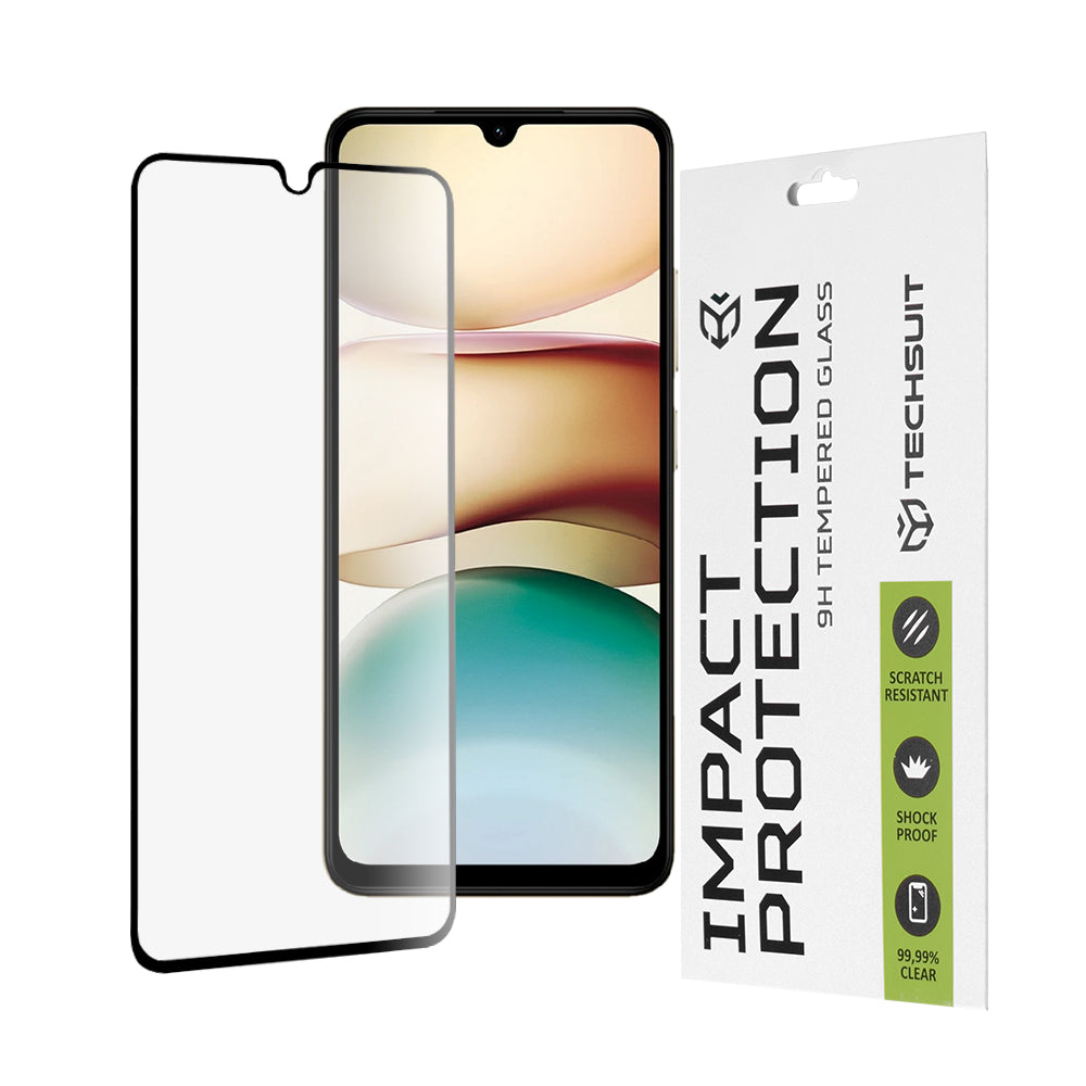 Techsuit Displayschutzfolie für Xiaomi Redmi A5 4G (Standard), gehärtetes Glas, Full Glue, 111D, Schwarz