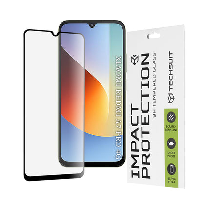 Film de protection d'écran Techsuit pour Xiaomi Redmi A7 Pro 4G, Verre trempé, Full Glue, 111D, Noir