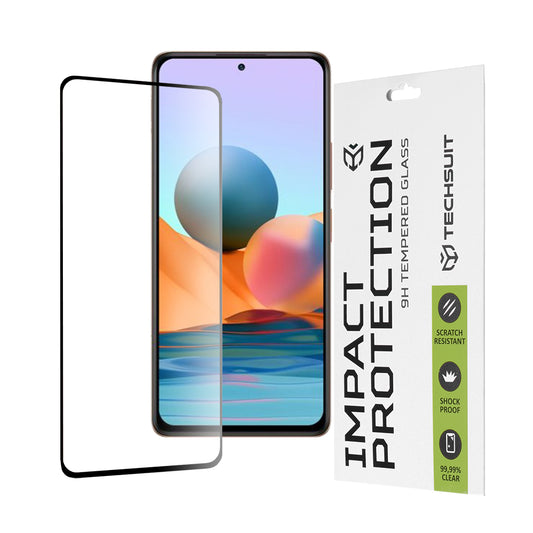 Techsuit schermbeschermfolie voor Xiaomi Redmi Note 10 Pro Max / Note 10 Pro, gehard glas, full glue, 111D, zwart