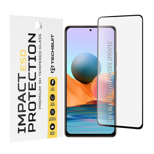 Film de protection d'écran Techsuit pour Xiaomi Redmi Note 10 Pro Max / Note 10 Pro, Verre trempé, Full Glue, Noir