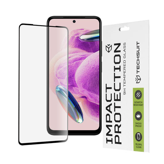 Techsuit schermbeschermfolie voor Xiaomi Redmi Note 12S, gehard glas, full glue, 111D, zwart