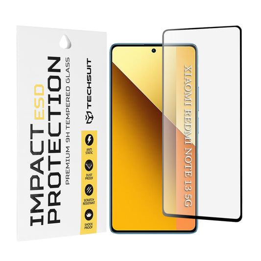 Film de protection d'écran Techsuit pour Xiaomi Redmi Note 13 5G, Verre trempé, Full Glue, Noir