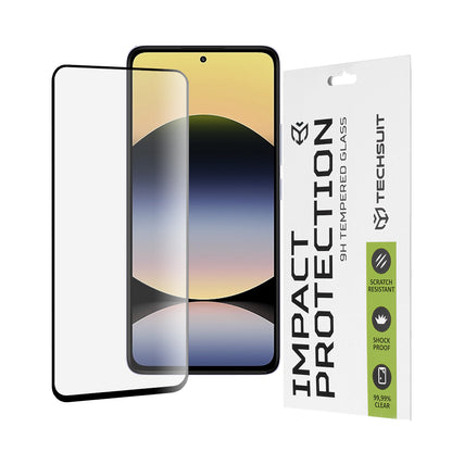 Techsuit Displayschutzfolie für Xiaomi Redmi Note 14 4G (Regional) / Note 14 5G, gehärtetes Glas, Full Glue, 111D, Schwarz