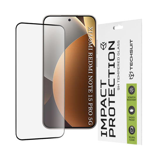 Film de protection d'écran Techsuit pour Xiaomi Redmi Note 15 Pro 5G, Verre Trempé, Full Glue, 111D, Noir