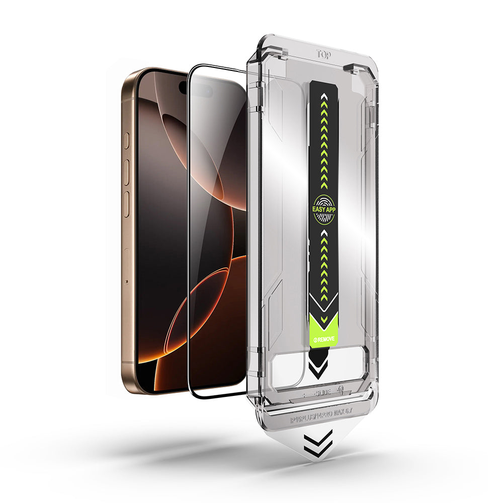 Techsuit TitanGlass Displayschutzfolie für Apple iPhone 15 Pro Max, gehärtetes Glas, Full Glue, Schwarz