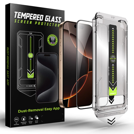 Techsuit TitanGlass Displayschutzfolie für Apple iPhone 15 Pro, Sicherheitsglas, Vollkleber, Schwarz
