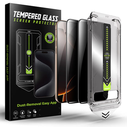 Privacy Techsuit TitanGlass schermbeschermfolie voor Apple iPhone 16 Plus / 15 Plus, gehard glas, volledige lijm, set van 2 stuks