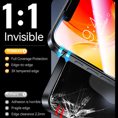Torras GlassGo Install Master Displayschutzfolie für Apple iPhone 17e / 16e / 14 / 13 Pro, gehärtetes Glas, Vollklebung, 2 Stück Set