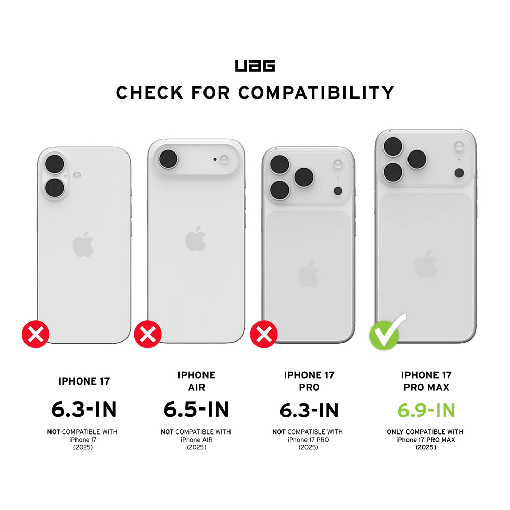Schermbeveiligingsfolie Urban Armor Gear Shield voor Apple iPhone 17 Pro Max, Gehard Glas, Volledige Lijm, Zwart