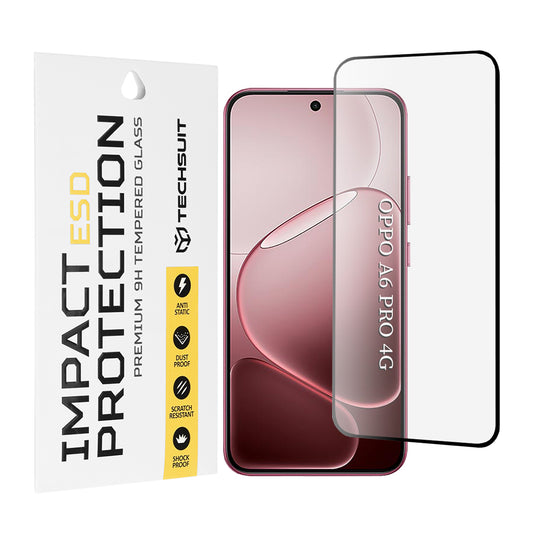 Film de protection Techsuit pour Oppo A6 Pro 5G / A6 Pro 4G, Verre Trempé, Full Glue, Noir