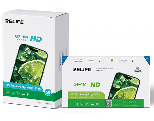 Film Hydrogel / TPU Relife GF-1M pour Appareil de Laminage UV Vide Sunshine C3 Mix Ultra, 120mm x 210mm, Set de 50 pièces