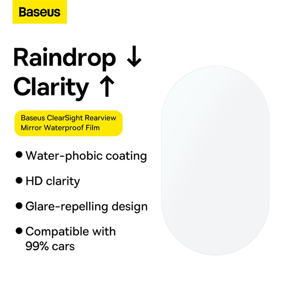 Baseus ClearSight Anti-Rain Mirror Film, 136mm x 96mm, Plastic, Set of 2 pieces C11853200201-00