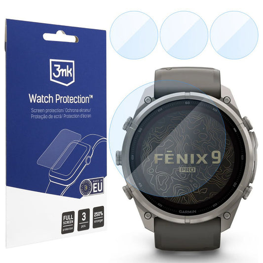 3MK FlexibleGlass Schutzfolie für Garmin Fenix 9 Pro Solar 51mm, 3er Set, Flexibles Glas