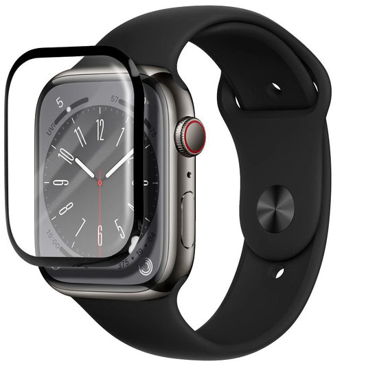 Bestsuit Beschermhoes voor Apple Watch 9/8 41mm Series, Flexibel Glas, Zwart 