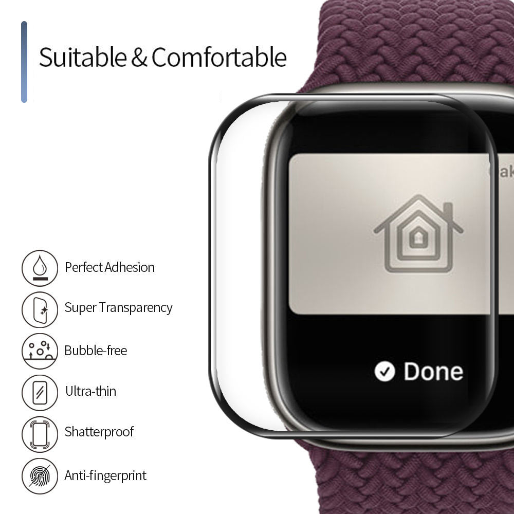 Blueo High Molecule Beschermfolie voor Apple Watch 40mm Series, Gehard Glas, Zwart