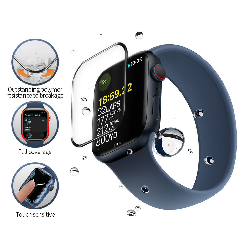 Blueo High Molecule Beschermfolie voor Apple Watch 40mm Series, Gehard Glas, Zwart