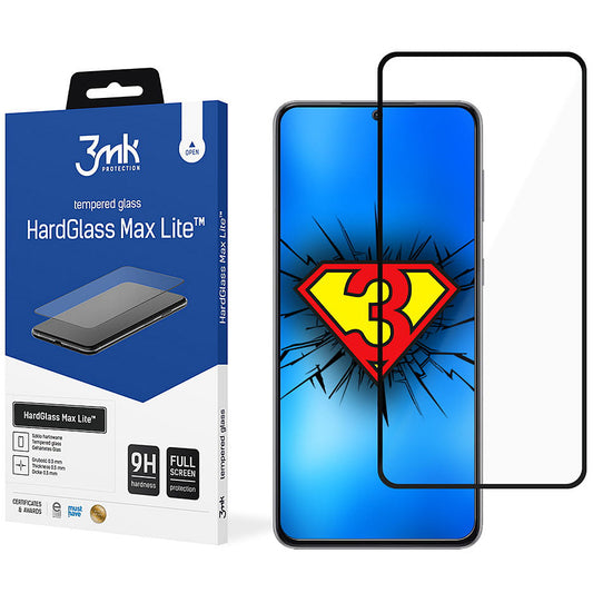 Screen Protector 3MK HardGlass Max Lite voor Samsung Galaxy Galaxy S21+ 5G G996, gehard glas, volledig gelijmd, zwart