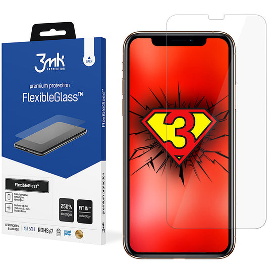 3MK FlexibleGlass schermbeschermfolie voor Apple iPhone 11 / XR, Flexibel glas, Volledige lijm