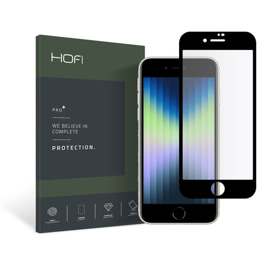 Screen Protector HOFI PRO+ voor Apple iPhone SE (2022) / SE (2020) / 8, gehard glas, volledig gelijmd, zwart