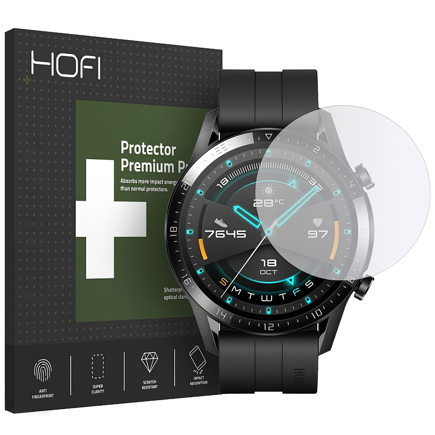 HOFI PRO+ Film de Protection pour Huawei Watch GT 2 46mm, Verre Protégé